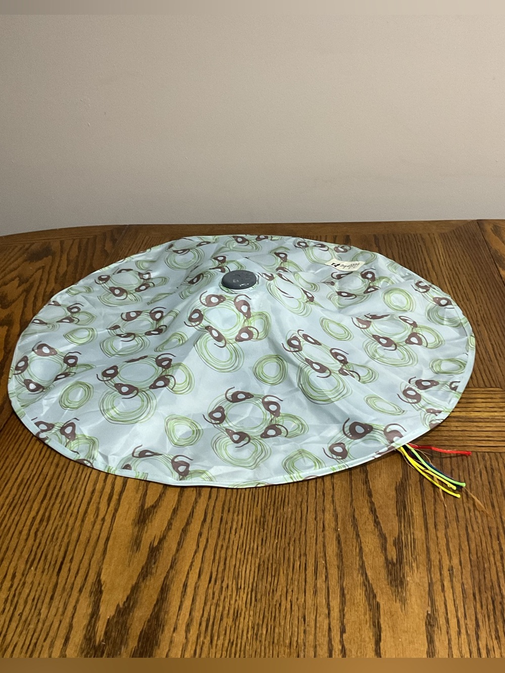 Interactive Cat Play Mat in Light Green and Brown with Ribbon Tails